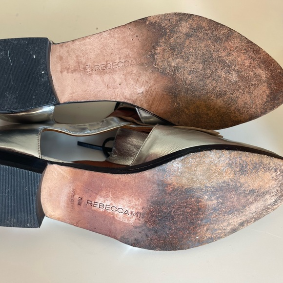 Rebecca Minkoff Silver Leather Loafers Oxford flats Cutout sides 7.5 chic - Picture 9 of 16